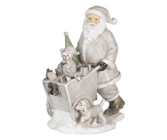 Figurina Mos Craciun din polirasina argintie 12 cm x 8 cm x 15 h  0