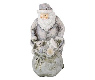 Figurina Mos Craciun din polirasina argintiu 10 cm x 7 cm x 13 h  0