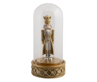 Figurina Spargatorul de Nuci cupola de sticla din polirasina aurie cu led Ø12x24 cm  0
