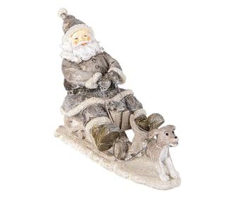 Figurina Mos Craciun pe sanie din polirasina gri 24 cm x 8 cm x 16 h  0