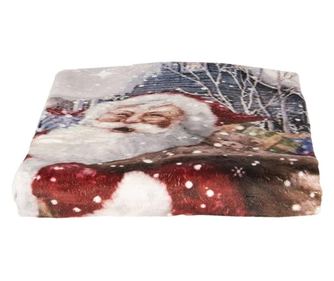 Patura model Mos Craciun din textil pufos 170 cm x 130 cm  0