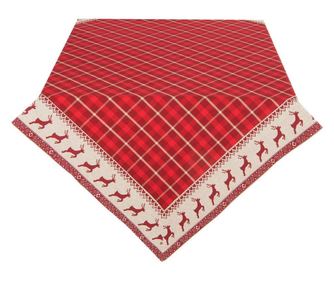 Fata de masa din bumbac crem rosu model Reni 100 cm x 100 cm  0