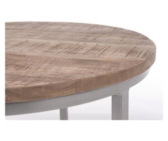 3 db szürke vas asztal és Narvik barna mangófa lap készlet Ø 78 cm x 47 h