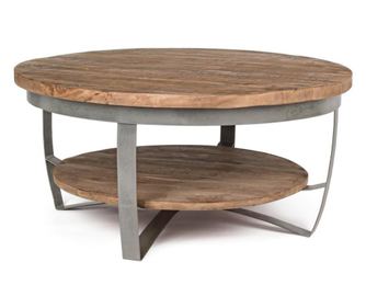 Szürke vas asztal és Narvik barna mangófa lap Ø 90 cm x 43 h