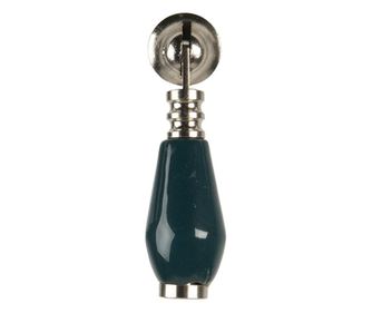 Maner mobila din aluminiu argintiu si ceramica albastru 6 cm x 2 cm  0