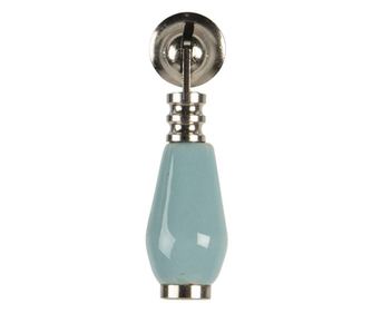 Maner mobila din aluminiu argintiu si ceramica albastru deschis 6 cm x 2 cm  0