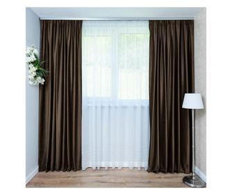 Set Decolis, Draperie Catifea Maro 2 buc x 150 cm, cu Perdea Letitia Alb 1 buc x 300 cm, H-250 cm
