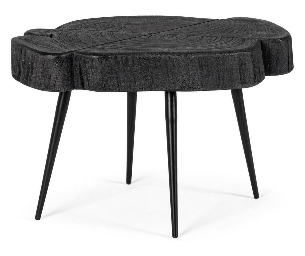 Zakia Coffee Table with Iron Legs and Black Wood Top 46 cm x 35 cm x 30 h