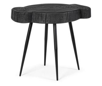 Dohányzóasztal vas lábakkal és fekete falappal Zakia 45 cm x 35 cm x 40 h