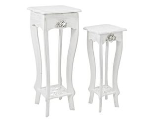 Komplet 2 belih "distressed" MDF mizic - 30 cm x 30 cm x 78 cm