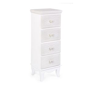 Нощно шкафче 4 Чекмеджета от мдф бяло Charlene 31 см x 26 см x 90 h Bizzotto  0