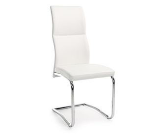 Scaun cu cadru din crom argintiu si tapiterie piele ecologica alba Thelma 44 cm x 58 cm x 104 cm x 47 h1  0