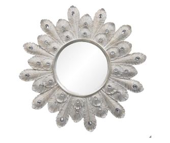 Oglinda decorativa perete metal gri patinat Ø 54 cm x 2 cm  0