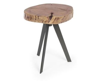 Dohányzóasztal fekete vas lábakkal és barna falappal Aron Ø 35 cm x 50 h