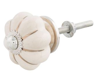 Sada 2 keramických úchytek na zásuvky, béžová zlatá, Ø 4x3 cm