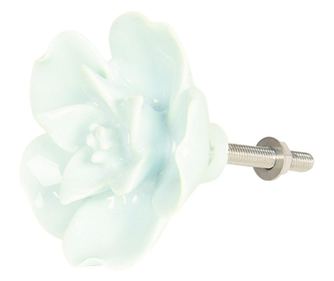Buton mobila din fier si ceramica verde model Floare Ø 4 cm
