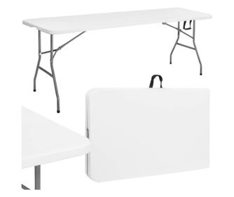 Večnamenska zložljiva pravokotna miza, 240x75x74 cm, bela