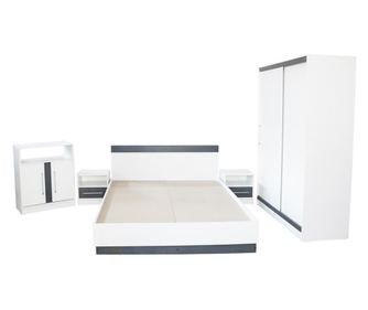 Dormitor Verona Alb/Gri cu pat 160x200 cm