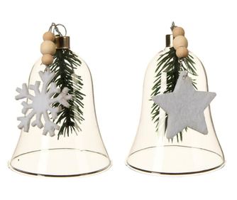 Decoratiune clopot sticla, 8x10 cm