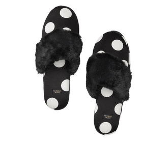 Papuci Satin Slippers, Black, Victoria's Secret, Marime L