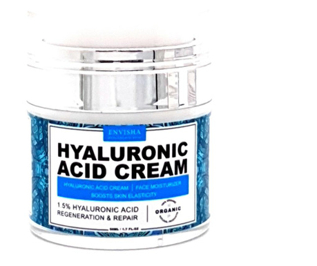 Crema faciala cu Acid Hialuronic 1.5%, Efect reparator, 100% Organic, Enivsha Sevich, 50ml