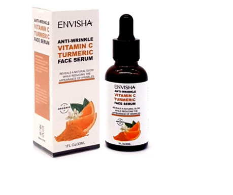 Ser facial antirid, vitamina c, turmeric, colagen, organic, Envisha Sevich, 30ml