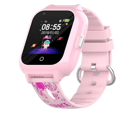Ceas smartwatch tnd wear apollo, pentru copii, 4g, gps, wifi, sos, foto, video, telefon, rezistent la apa, touchscreen, roz