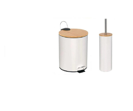 Set accesorii pentru baie, model LUX WHITE - cos de rufe si perie WC