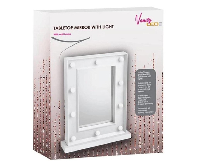 Oglinda profesionala pentru makeup cu 10 becuri LED, alb