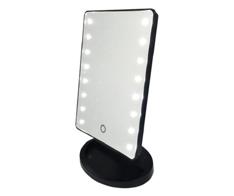 Oglinda pentru machiaj cu 16 becuri LED, negru