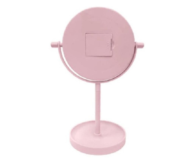 Oglinda de masa, pentru make-up cu lumina led integrata, roz pudrat  16x16x29 cm