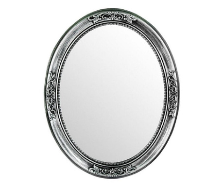 Oglinda ovala, model vintage, rama argintiu cu negru Oem,...