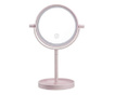 Oglinda de masa, pentru make-up cu lumina led integrata, roz pudrat  16x16x29 cm