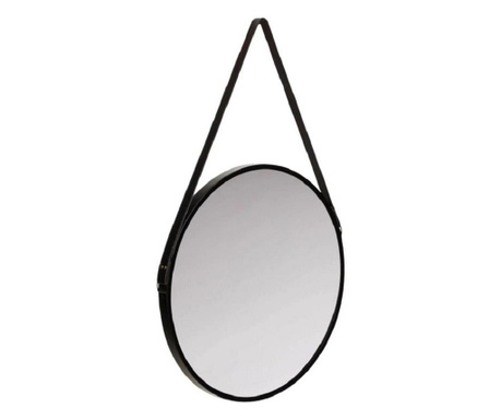 Oglinda rotunda cu rama neagra si curea, 50 cm  50cm