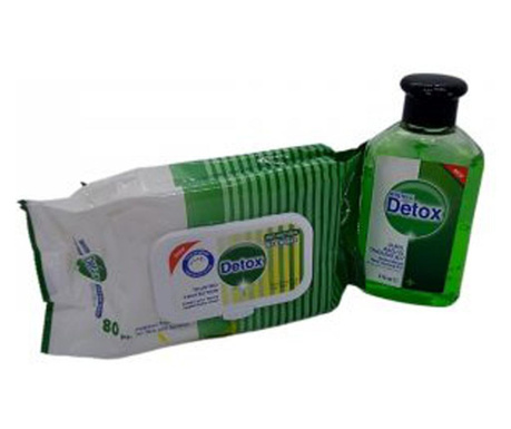 Pachet gel Detox250ml + Servete umede Detox 80buc 10/10