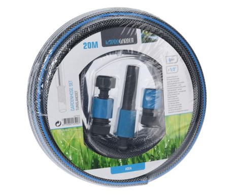 Locsoló tömlő készlet 1/2" 20 m, 2 db csatlakozóval és szórófejjel