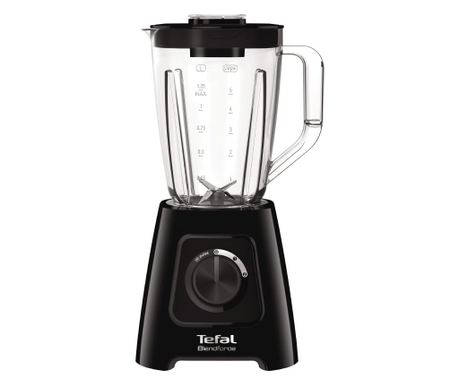 Blender Tefal BlendForce 2 BL420838, 600 W, 2 viteze, Cutit cu 4 lame, Funcție de mărunțire gheață, Negru