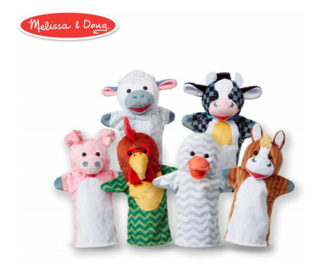 Set 6 papusi de mana Animale de la ferma - Melissa & Doug