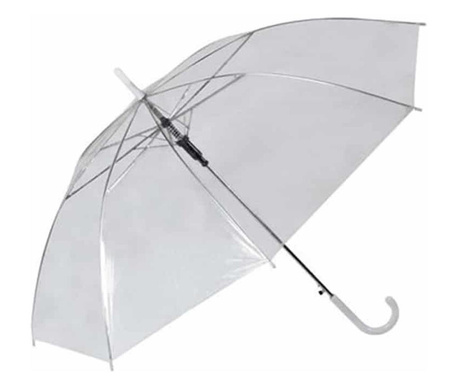 Umbrela de ploaie, plastic, alb, transparent, diametru 71 cm