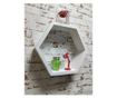 Raft de perete din lemn, in forma hexagonala, tip fagure, cu prindere ascunsa, Carnival, alb, 37.5 x 32.5 x 9.5 cm Got Wood, 37.