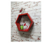 Raft de perete din lemn, in forma hexagonala, tip fagure, cu prindere ascunsa, Carnival, rosu, 27.5 x 24 x 9.5 cm