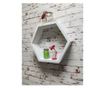 Raft de perete din lemn, in forma hexagonala, tip fagure, cu prindere ascunsa, Carnival, alb, 32.5 x 28 x 9.5 cm Got Wood, 32.5