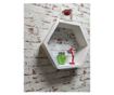 Raft de perete din lemn, in forma hexagonala, tip fagure, cu prindere ascunsa, Carnival, alb, 37.5 x 32.5 x 9.5 cm Got Wood, 37.