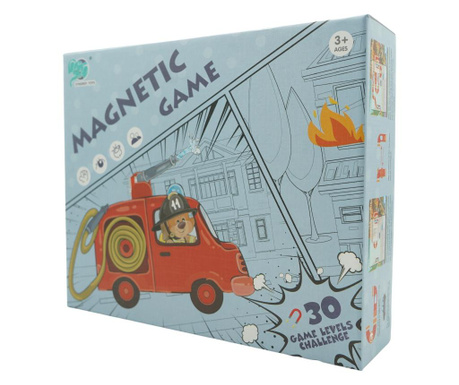 Joc educativ magnetic de interconectare, micul pompier, 15 nivele, 9 carti, pentru copii, +3 ani, multicolor