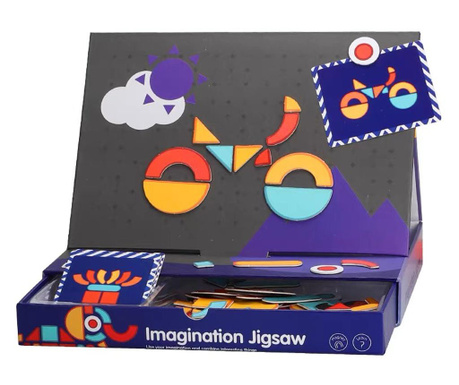 Carte magnetica educativa, Flippy, 2 in 1, Puzzle creativ, 129 piese