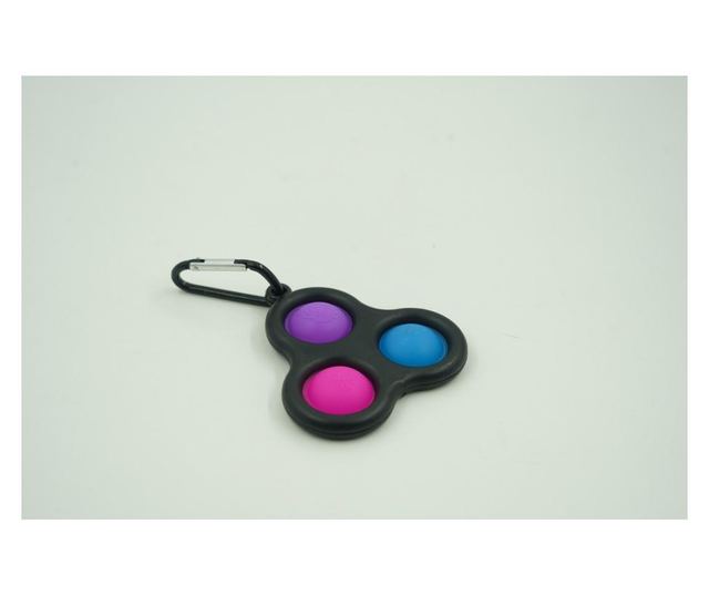 Jucarie antistres, Pop it, tip breloc, triunghi, 8 cm, multicolor, Negru