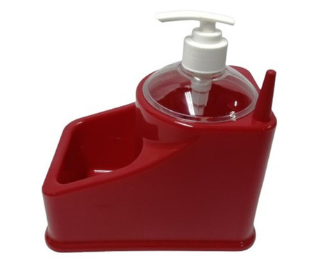 Pumpás mosogatószer szivacs tartó piros