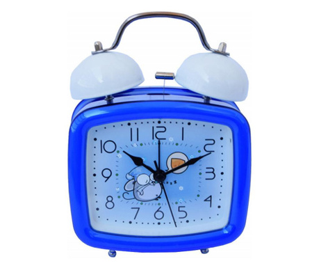 Настолен будилник за деца Pufo Joy, с бутон за осветление на циферблата, 16 х 12 см, модел Мишка, син