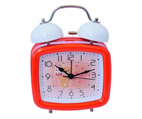 Ceas de masa desteptator pentru copii Pufo Joy, cu buton de iluminare cadran, 16 x 12 cm, model Lovely Bear