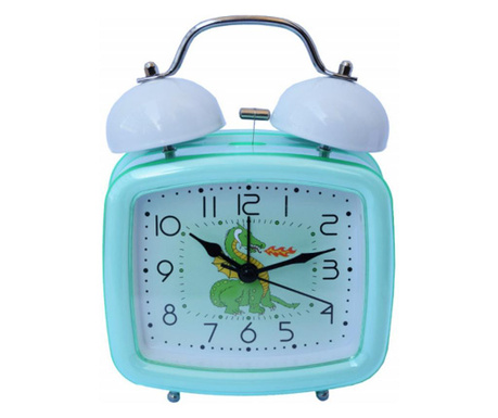 Ceas de masa desteptator pentru copii Pufo Joy, cu buton de iluminare cadran, 16 x 12 cm, model Dragon